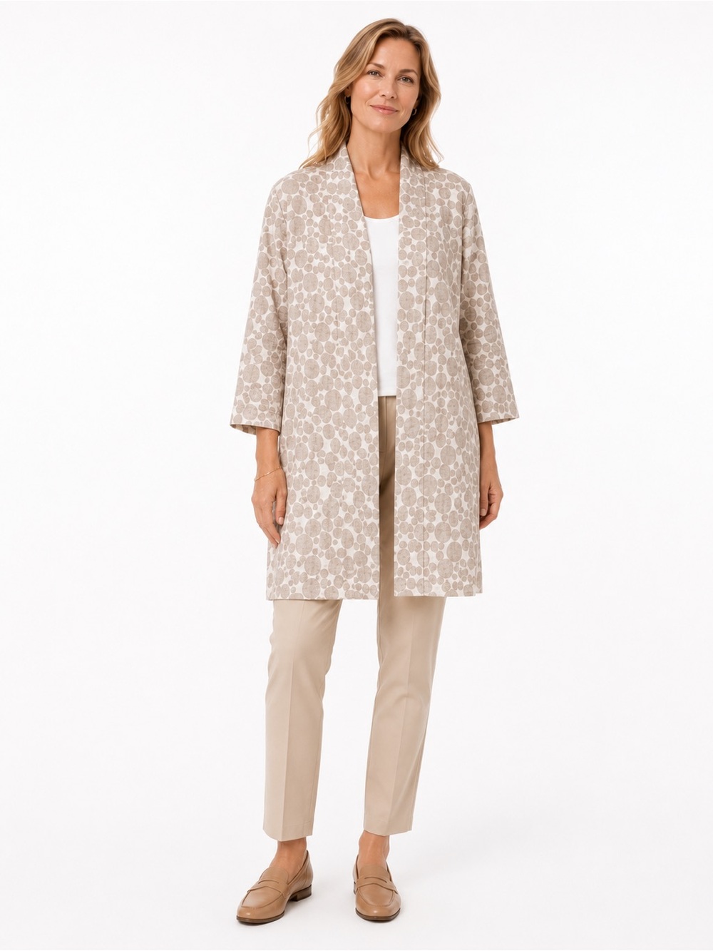 NWT Grizas 100% Linen Size S Oversized Open Jacket Tan